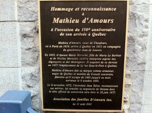 Plaque Hommage à Mathieu D'Amours